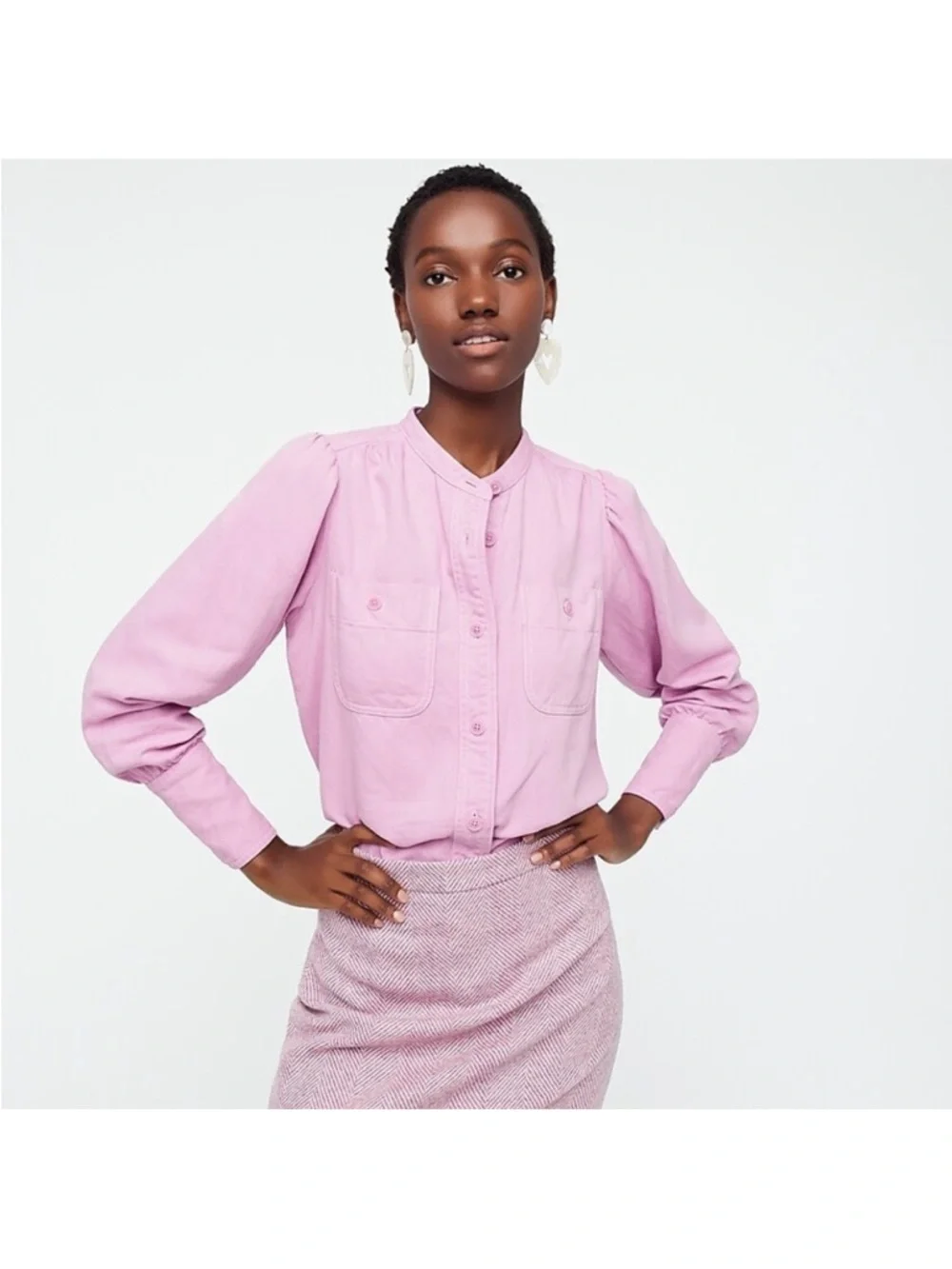 J‎ Crew Point Sur Draped Button Down Classic Long Sleeve Shirt Size XXS NWOT